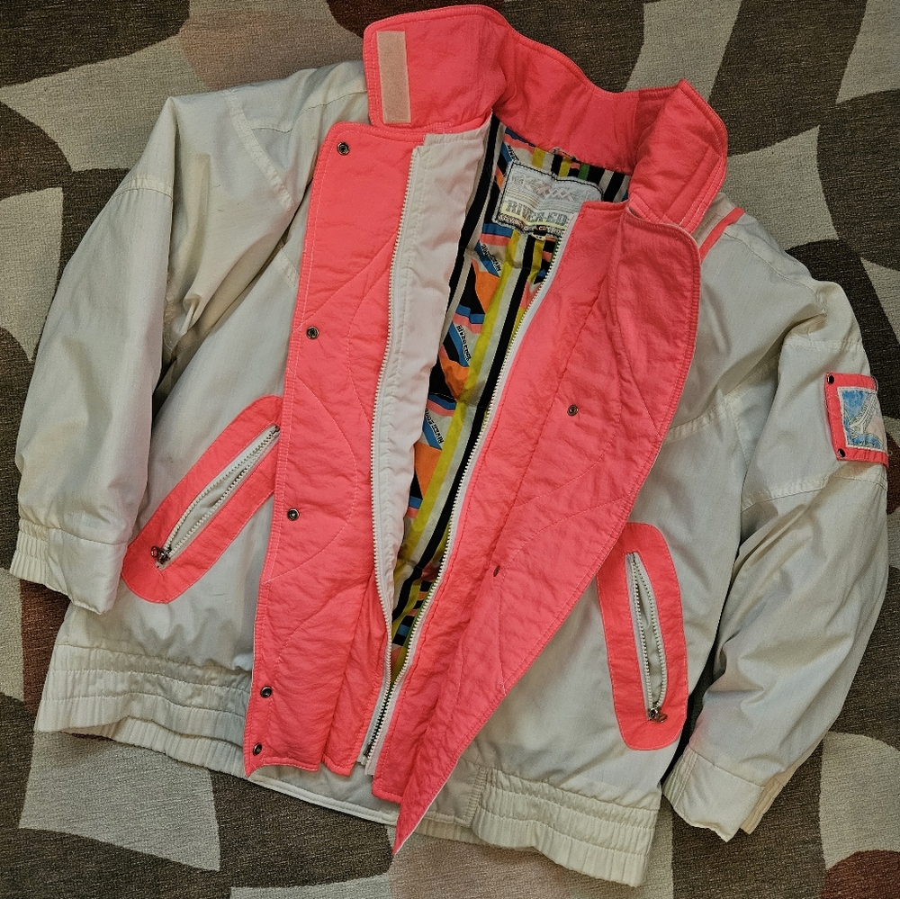 80s Vintage Rivers Edge White Ski Winter Jacket Size Medium